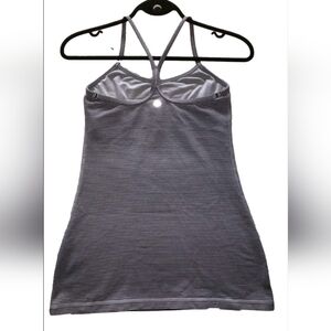 Lululemon Power Y Tank size 4 Tonka Stripe Black Heathered Medium Grey